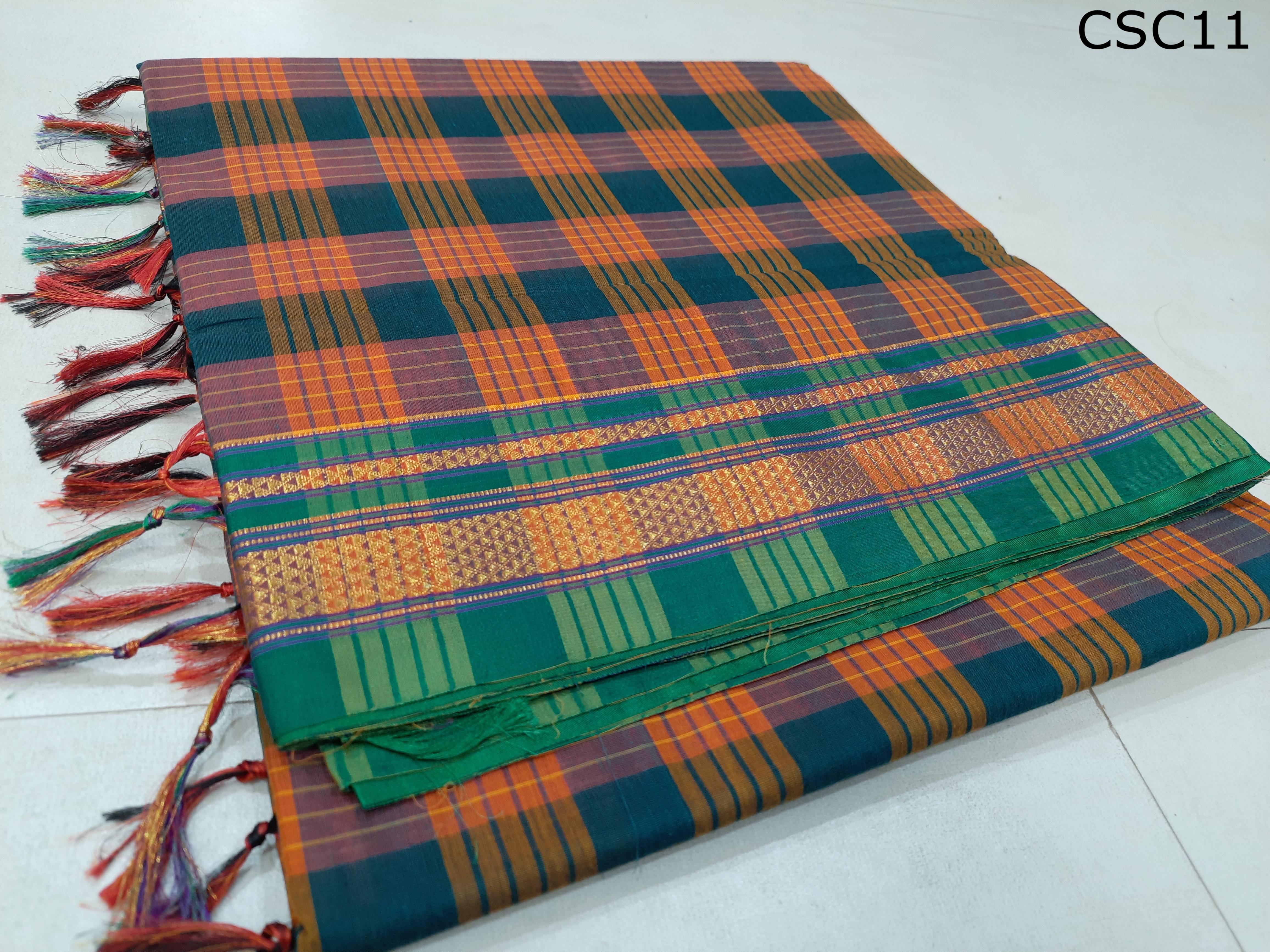 Cotton Silk Square Checks