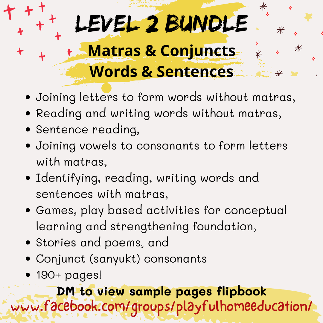 Hindi Level 1 + 2 Super Saver Worksheet Bundle with Sanyukt Akshar Set Colour Printouts
