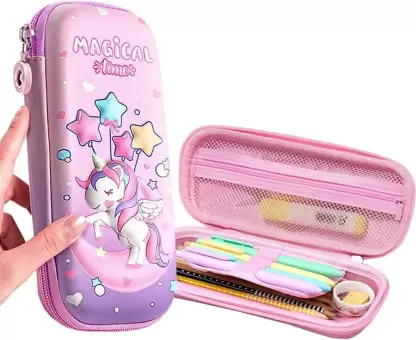 Teeshubh Pencil Case UNICORN Art Artificial Leather Pencil Box  (Set of 1, Multicolor)