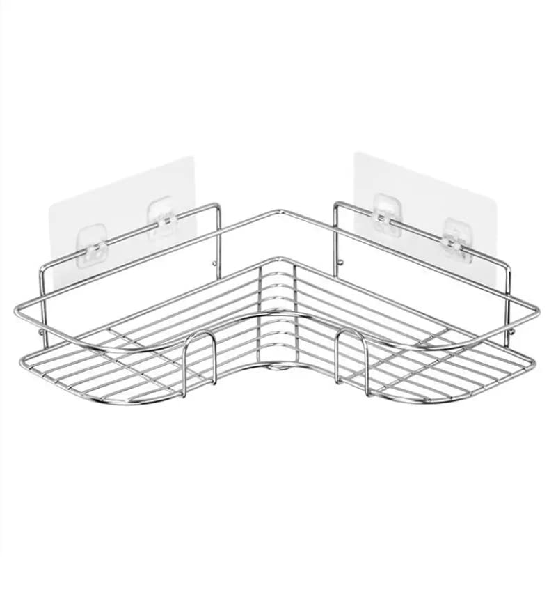 SKY Stainless Steel Self Adhesive Bathroom Shelf Corner Rack for Kitchen and Bathroom Shelves Bathroom Corner Shelf and Racks (XL)