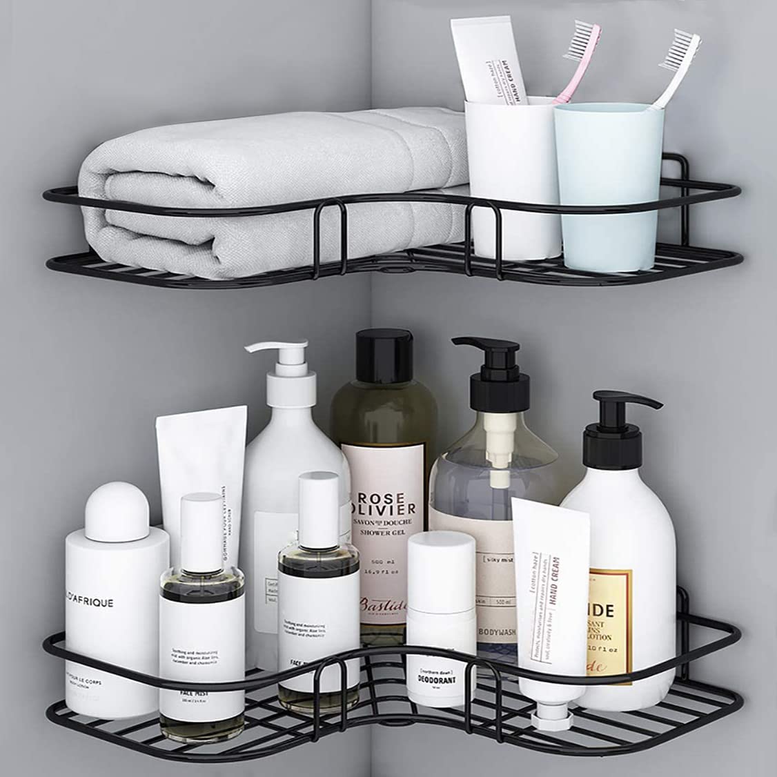 SKY Self-Adhesive Bathroom Corner Rack Storage Shelves, Bathroom Storage Rack Corner, Shelf Organizer Storage - Black Color