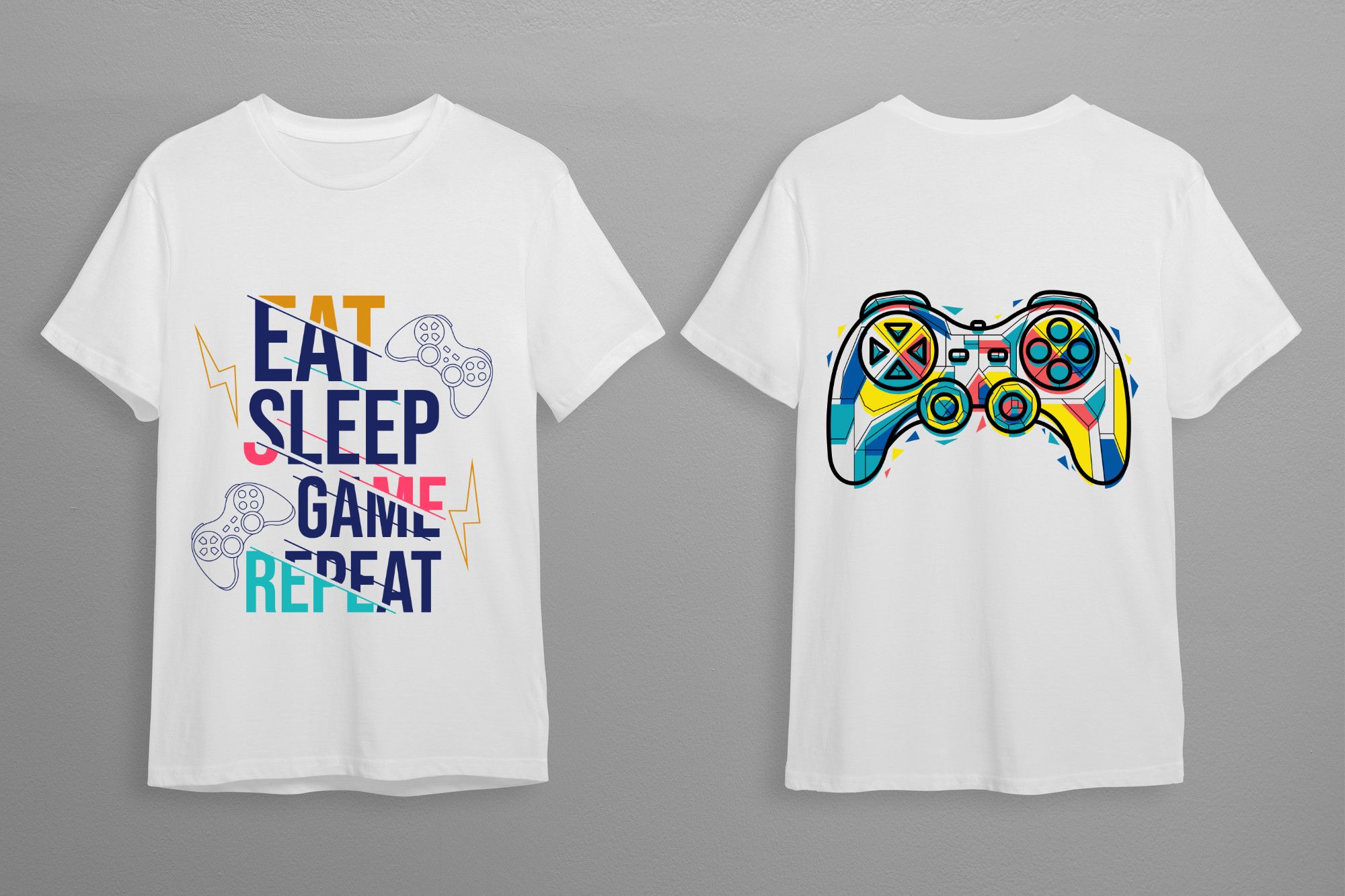 Eat Sleep Game Repeat | White Pure Cotton T shirt