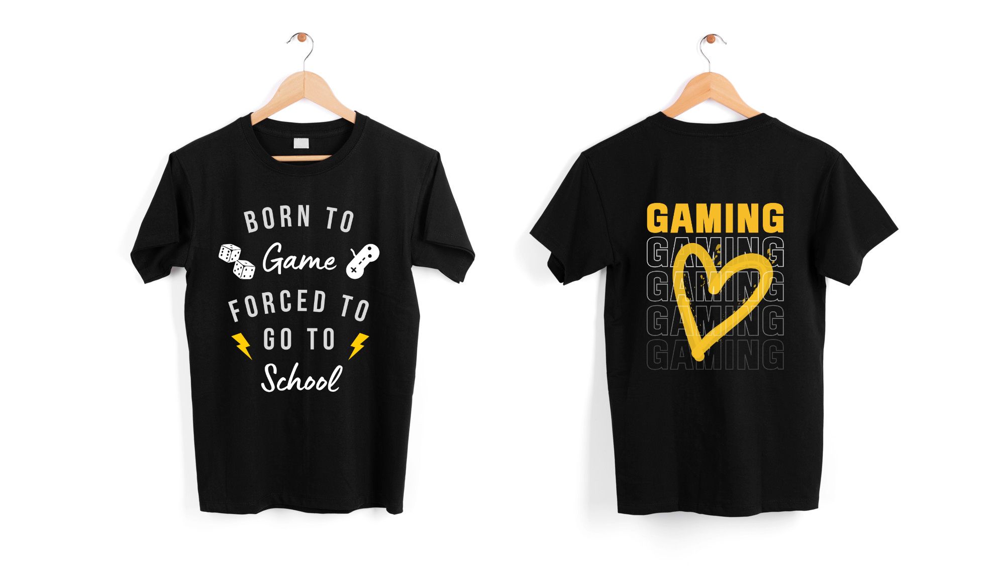 Born To Game Forced To Go To School | Black Pure Cotton T shirt