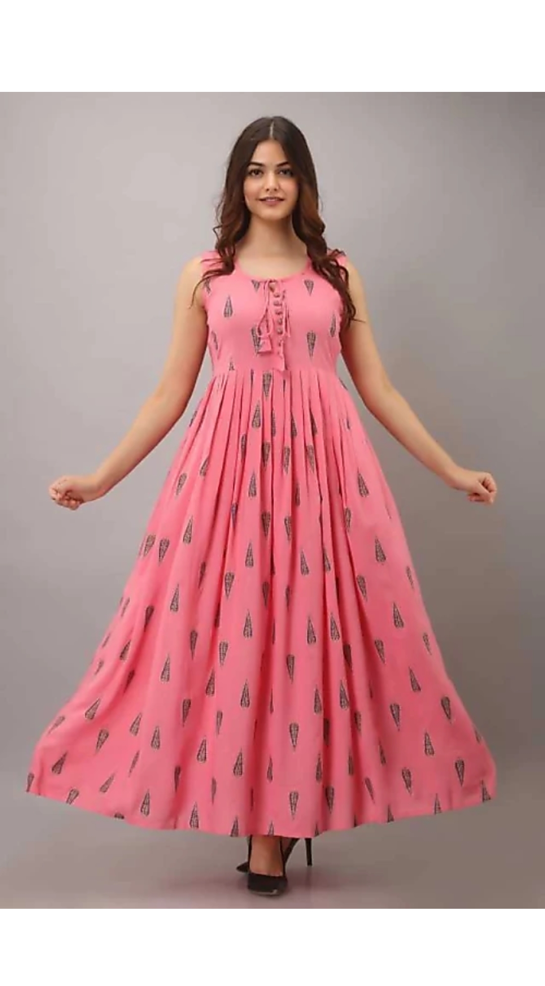 Pink Gown, Peach Gown, Ladies Gown, Sleeve Less Gown