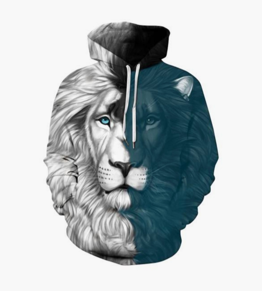 Grey Heart Lion Hoodie