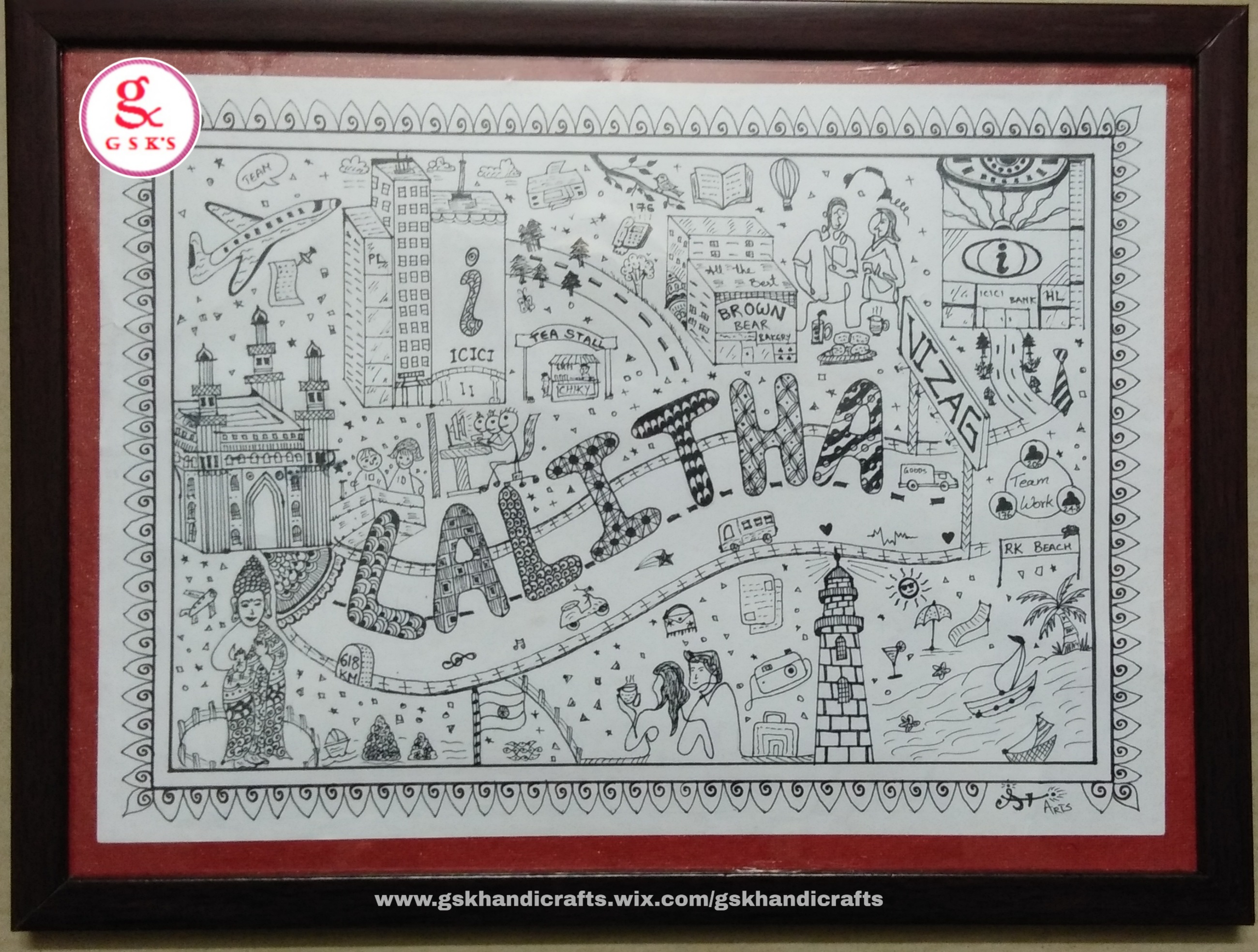 Photo frame with Doodle Art