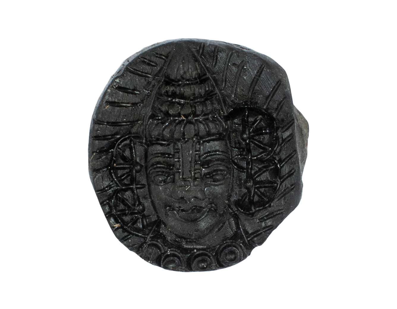 Trideva Blessings Lord Tirupati Balaji Shaligram Idol- I - Carved on Golden Sudarshan Shaligram