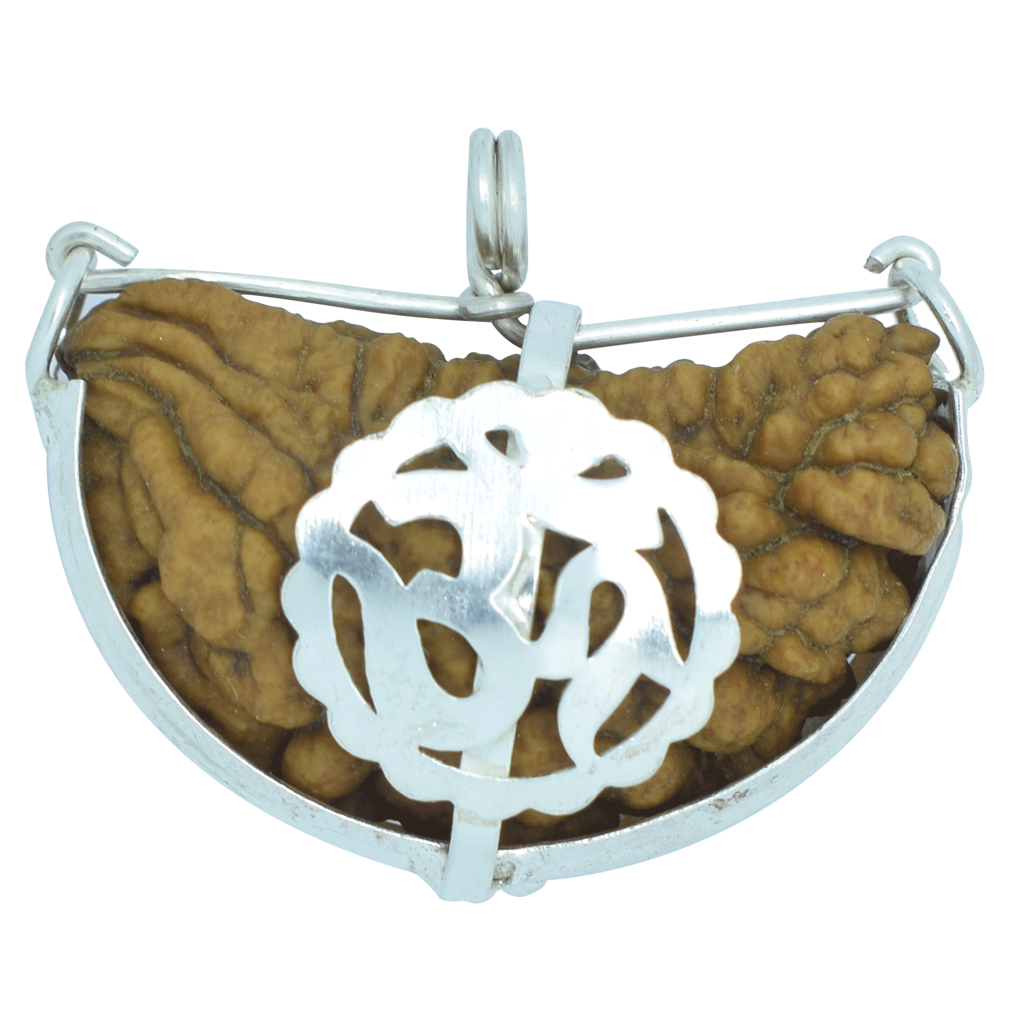 Trideva Blessings One Mukhi Rudraksha Pendant (Silver Metal Om Cap)