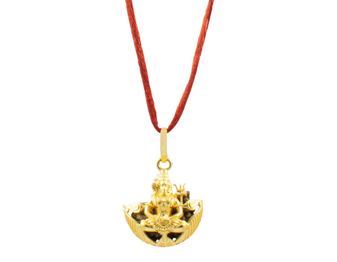 Trideva Blessings 1 Mukhi Rudraksha Shiva Pendant (Golden Brass Cap)