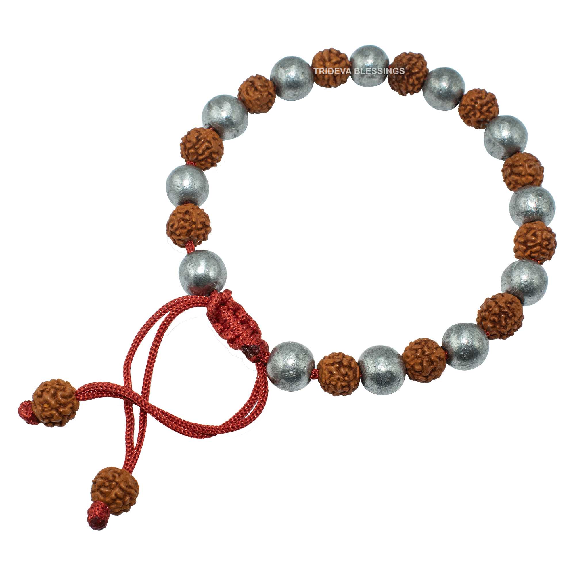 Trideva Blessings Rudraksha and Parad Bracelet / Rudraksha and Mercury Beads Bracelet In Thread