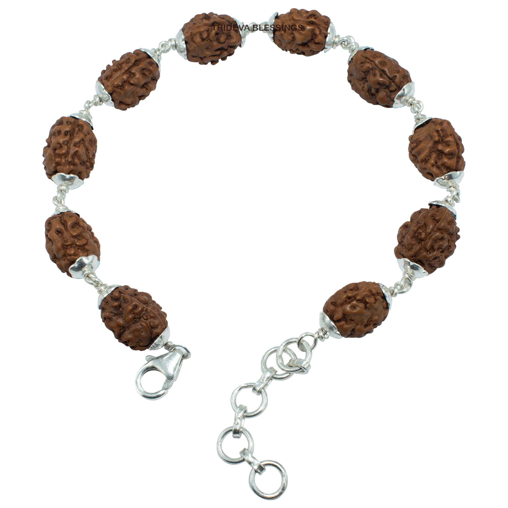 Trideva Blessings Mangal Bracelet / 3 Mukhi Rudraksha Bracelet / Three Face Rudraksha Bracelet - Made in Pure Silver