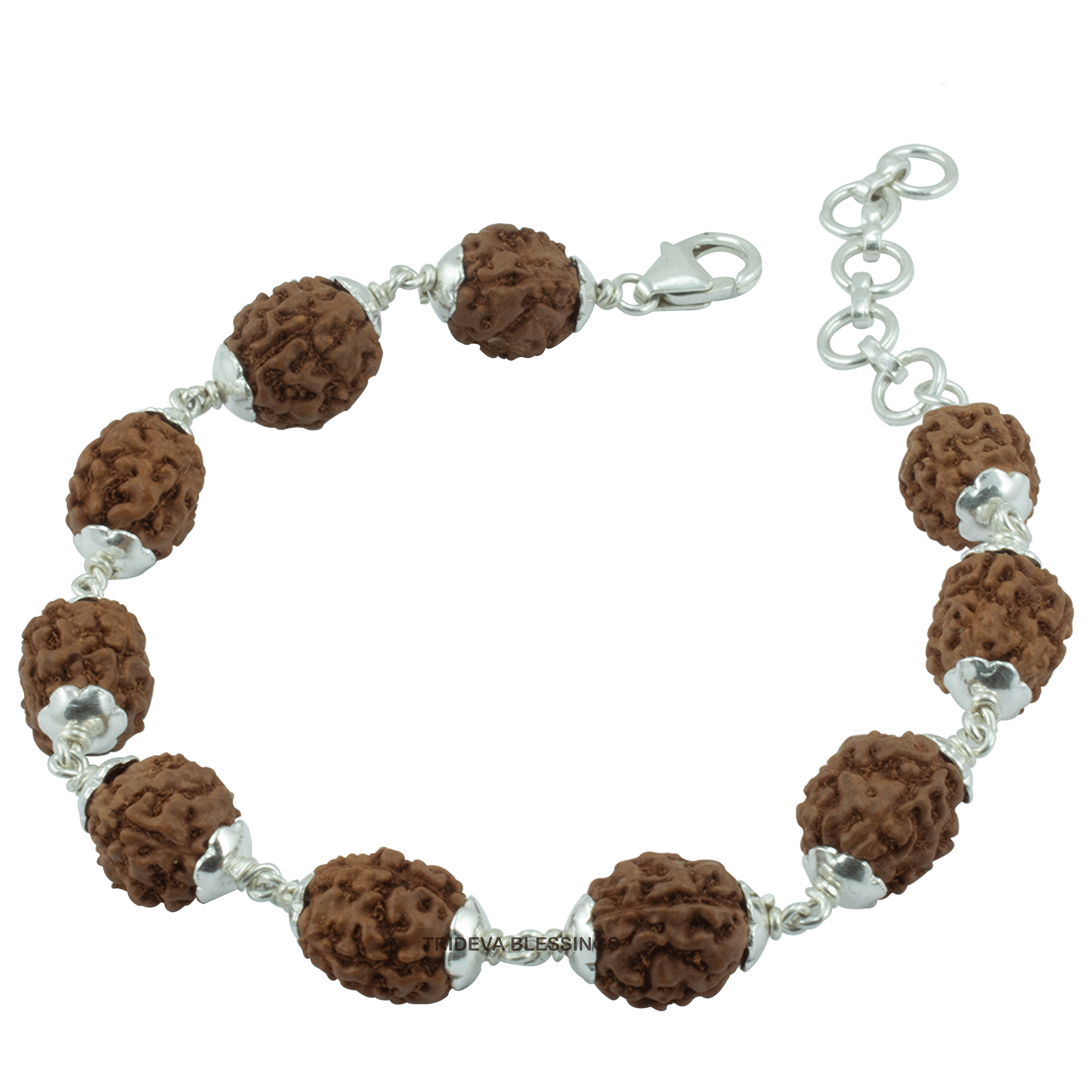Trideva Blessings Brahma Bracelet / 4 Mukhi Rudraksha Bracelet / Four Face Rudraksha Bracelet - Made in Pure Silver