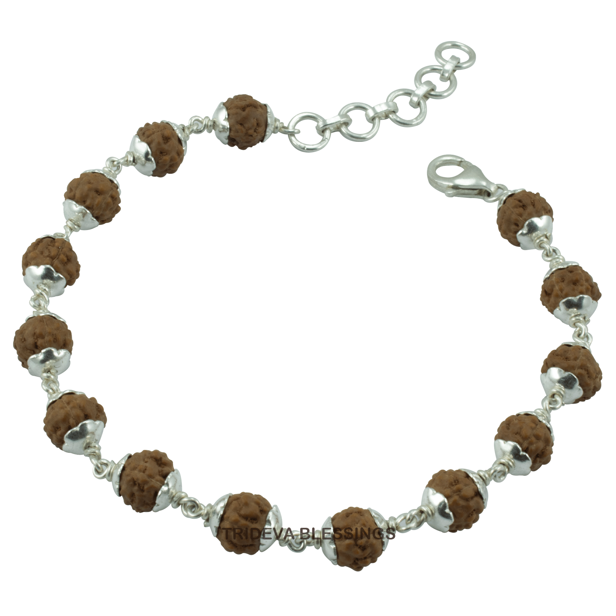 Trideva Blessings Guru Bracelet / 5 Mukhi Rudraksha Bracelet / Five Face Rudraksha Bracelet / Panch Mukhi Rudraksha bracelet - Made in Pure Silver