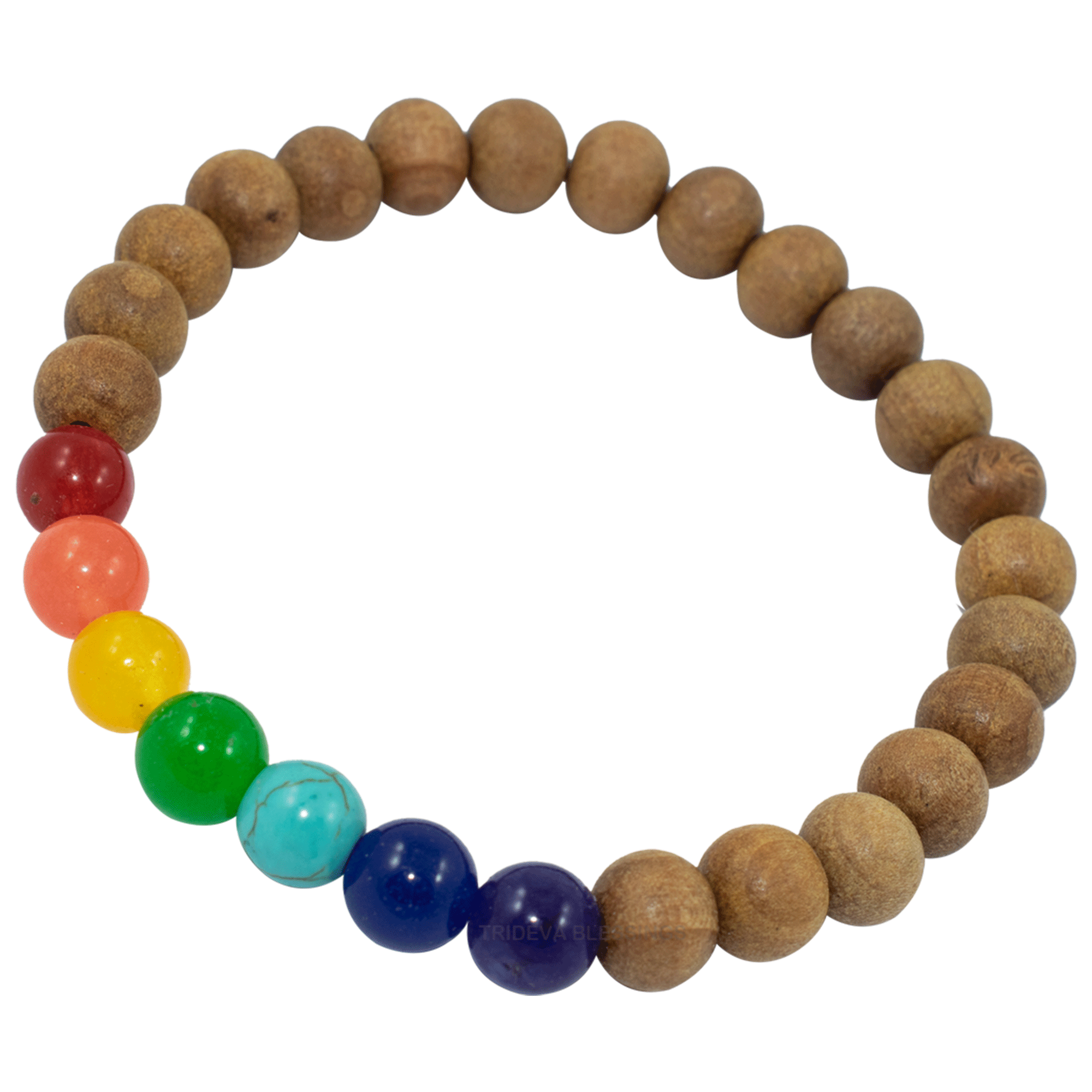 Trideva Blessings 7 Chakra with White Sandalwood Bracelet