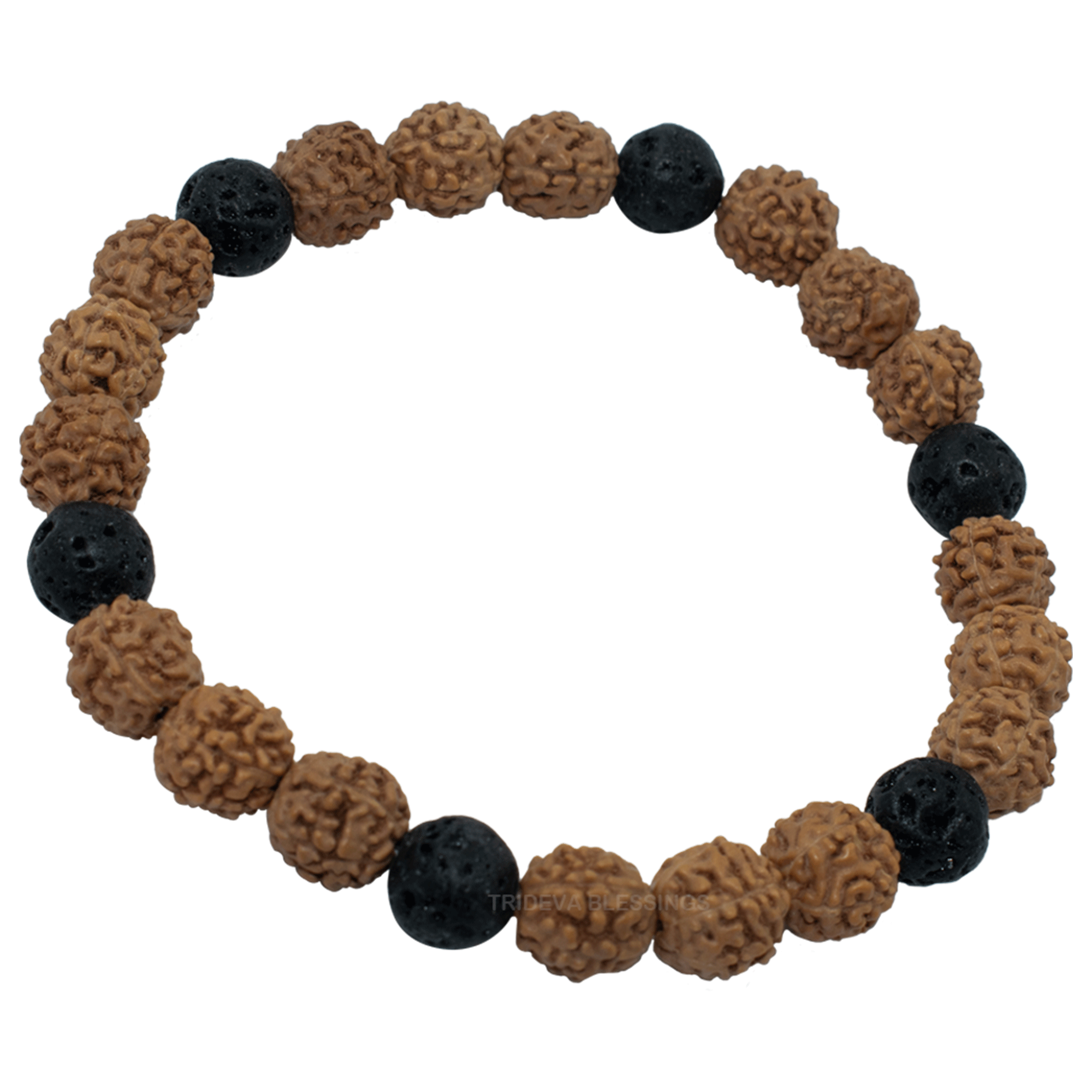 Trideva Blessings Rudraksha and Lava Bracelet