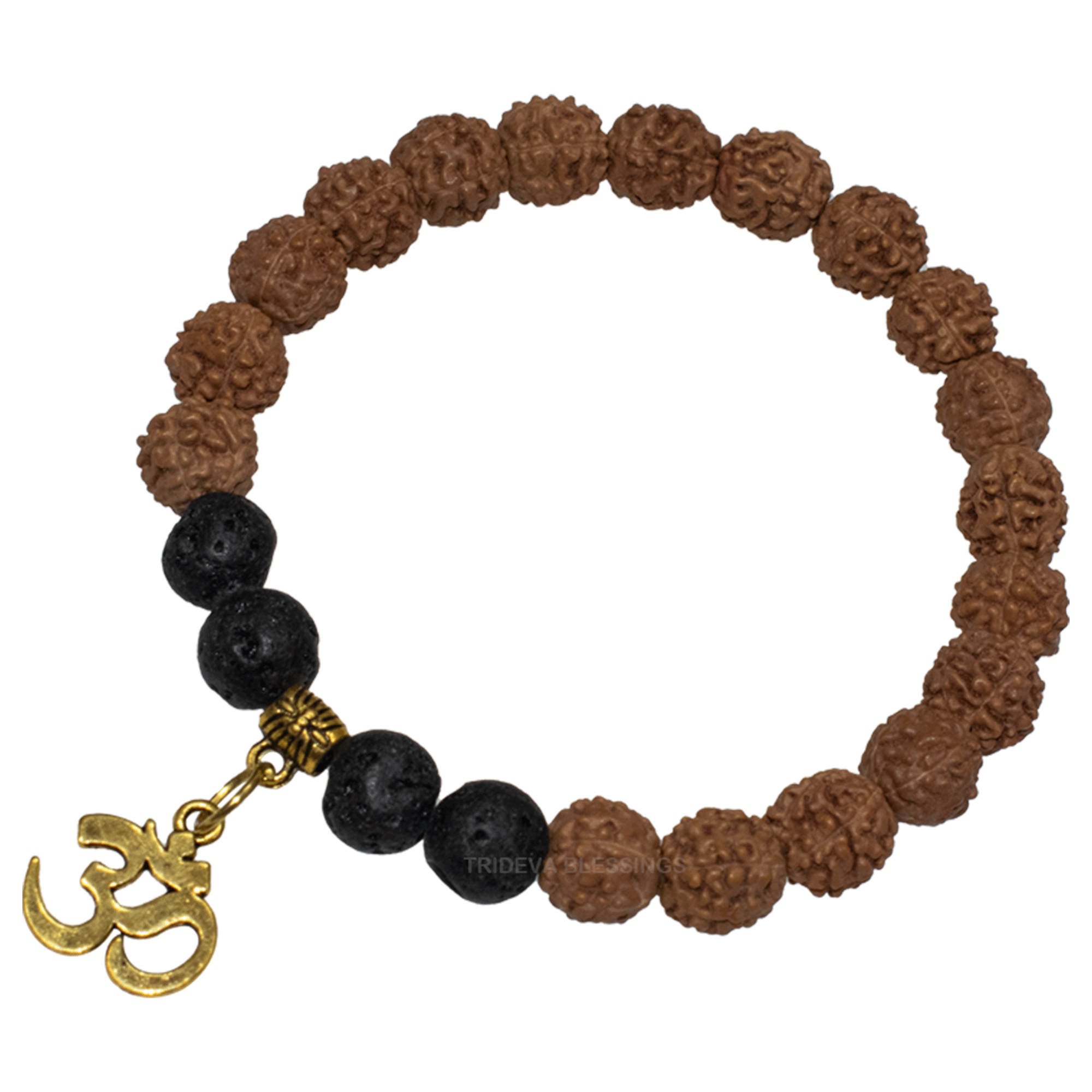 Trideva Blessings Rudraksha Lava Bracelet