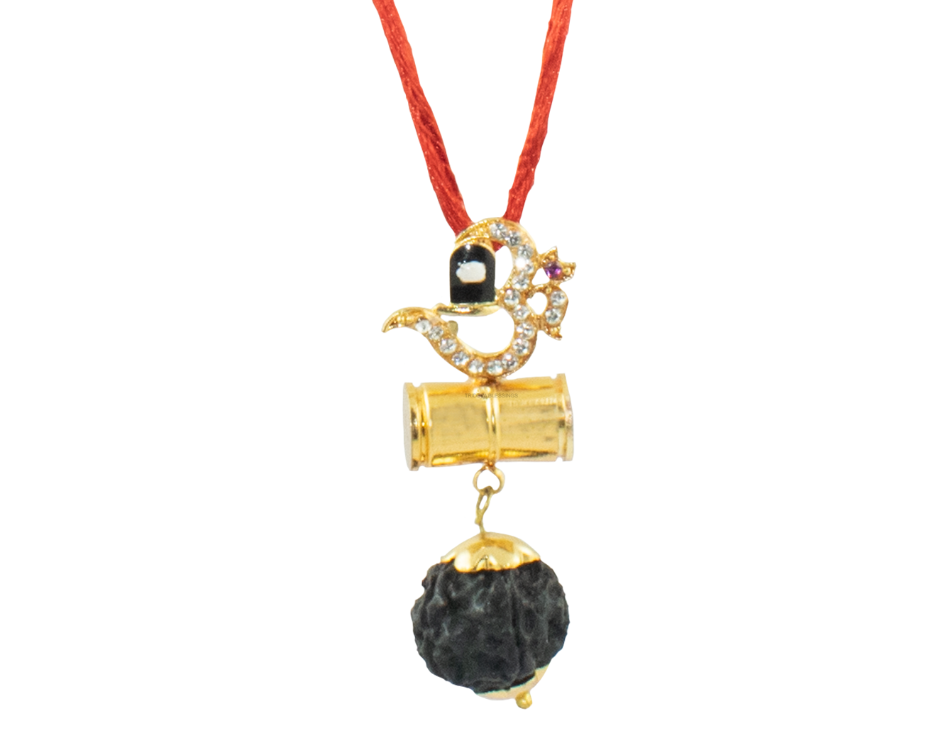 Trideva Blessings Shivling Om Damru Rudraksha Pendant- II