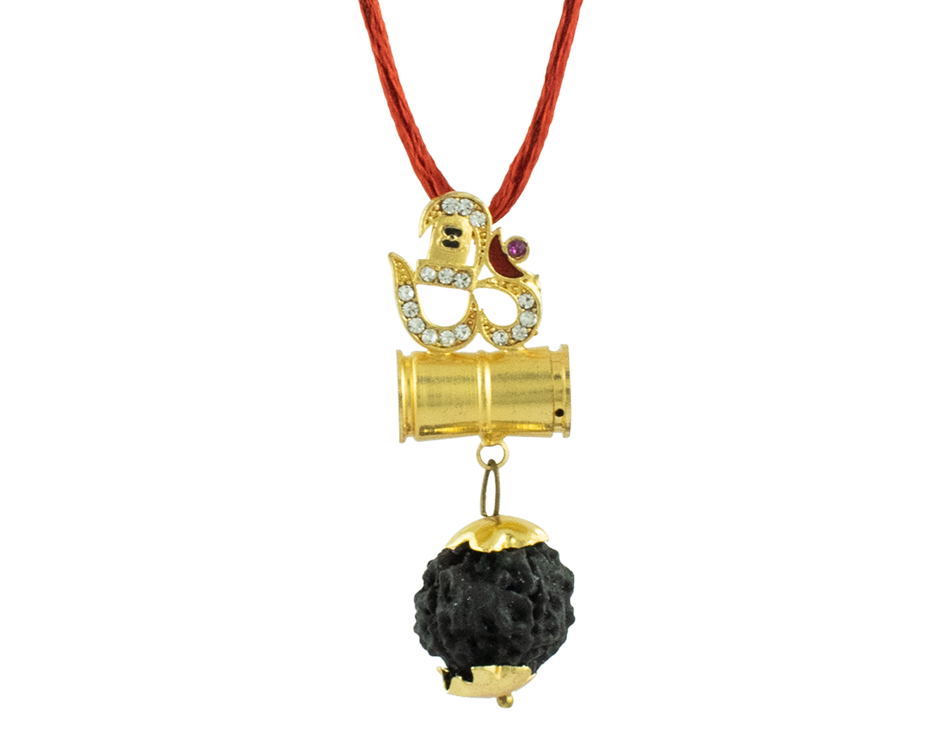 Trideva Blessings Shivling Om Damru Rudraksha Pendant- I