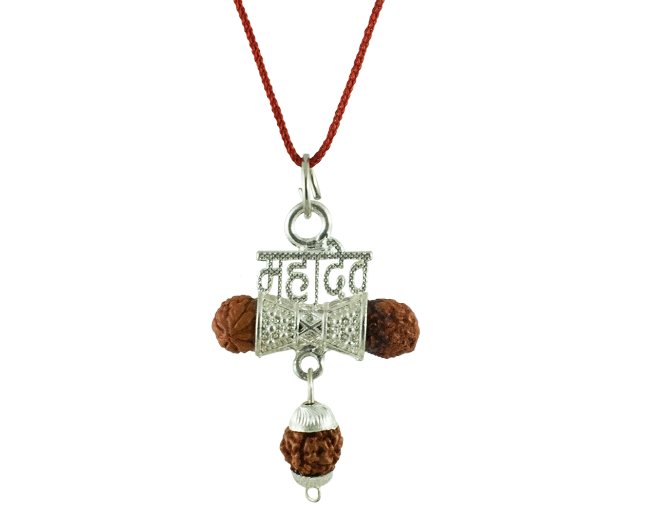 Trideva Blessings Mahadev Rudraksha Silver Metal Pendant