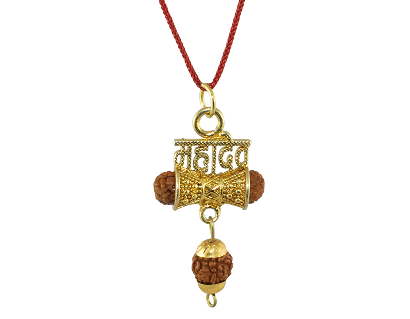 Trideva Blessings Mahadev Rudraksha Golden Metal Pendant