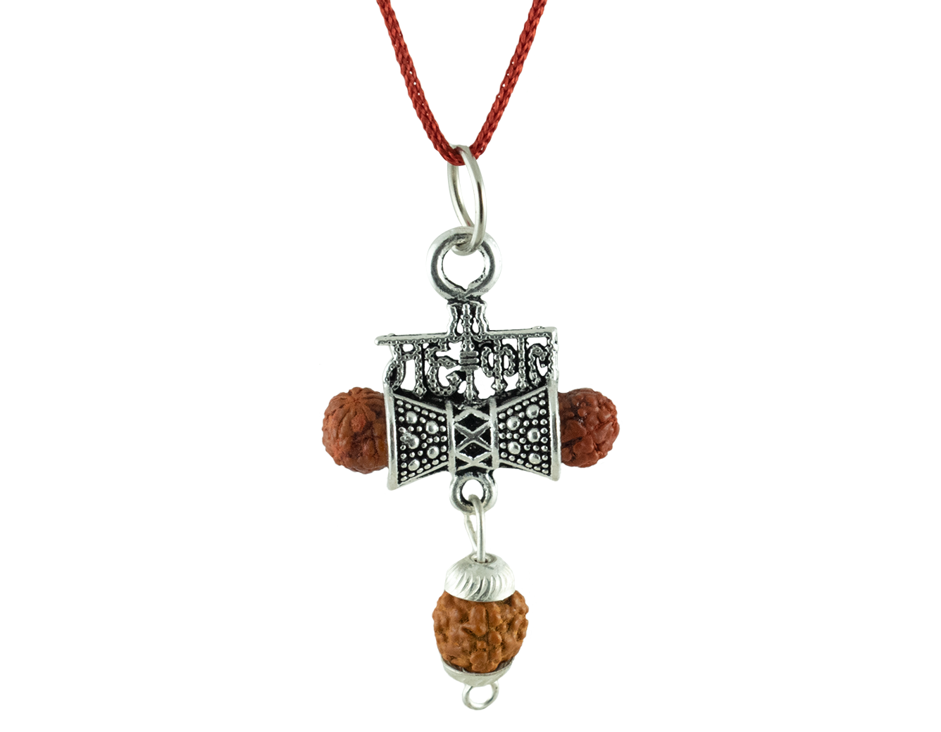 Trideva Blessings Mahakaal Rudraksha Silver Metal Pendant