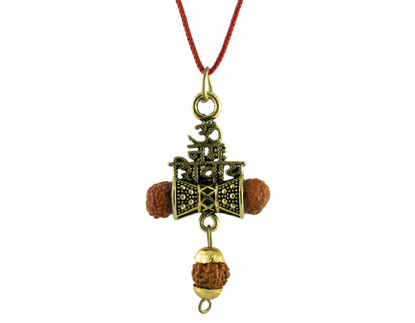 Trideva Blessings Om Namah Shivaay Rudraksha Golden Metal Oxidise Pendant