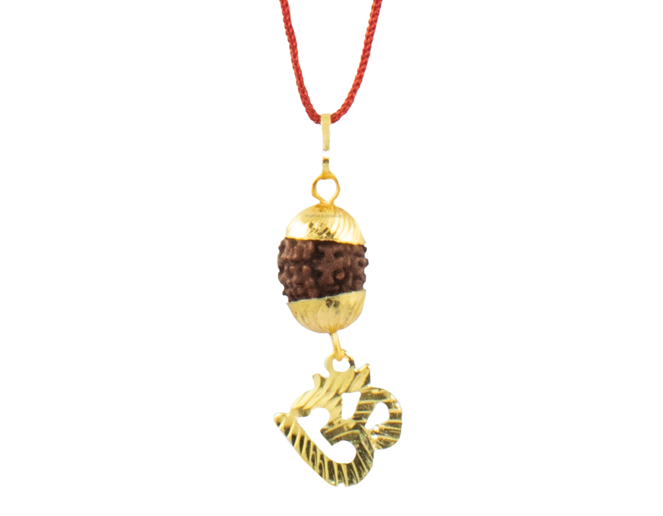 Trideva Blessings 5 Mukhi Rudraksha Om Pendant