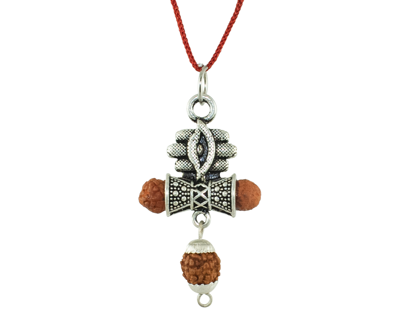 Trideva Blessings Rudraksha Trinetra Silver Metal Pendant