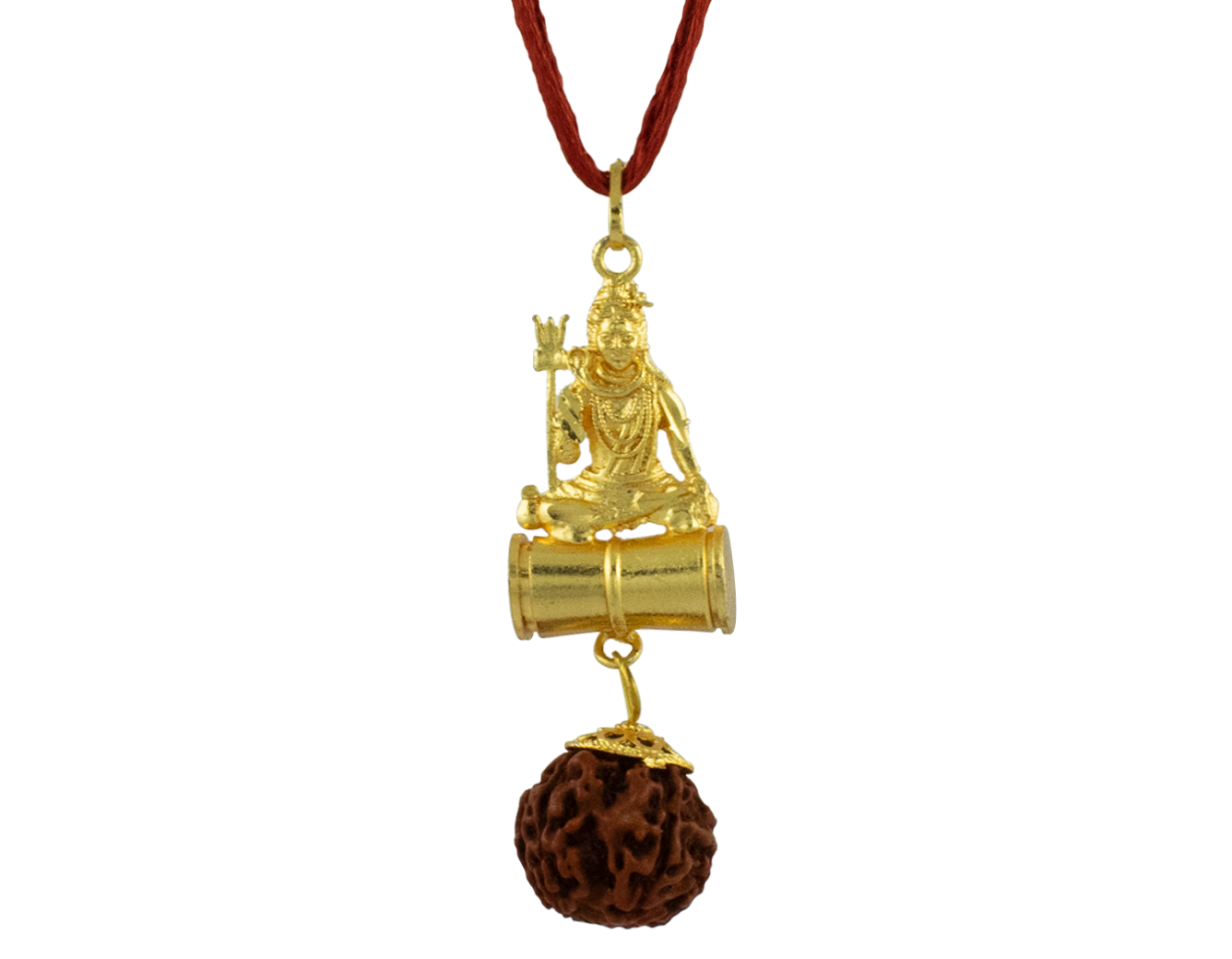 Trideva Blessings Shiva Damru Rudraksha Pendant
