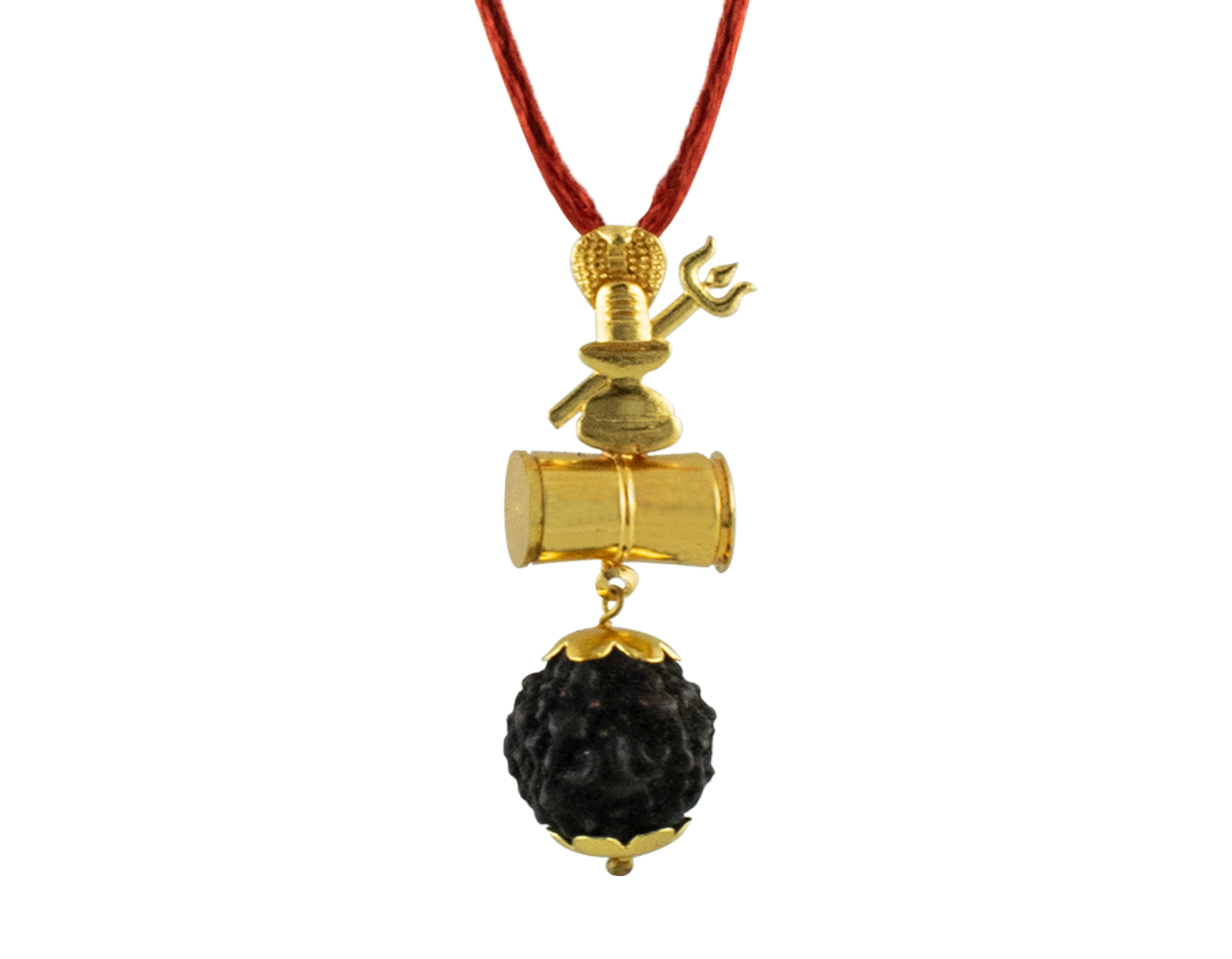 Trideva Blessings Shivling Trishul Damru Rudraksha Pendant
