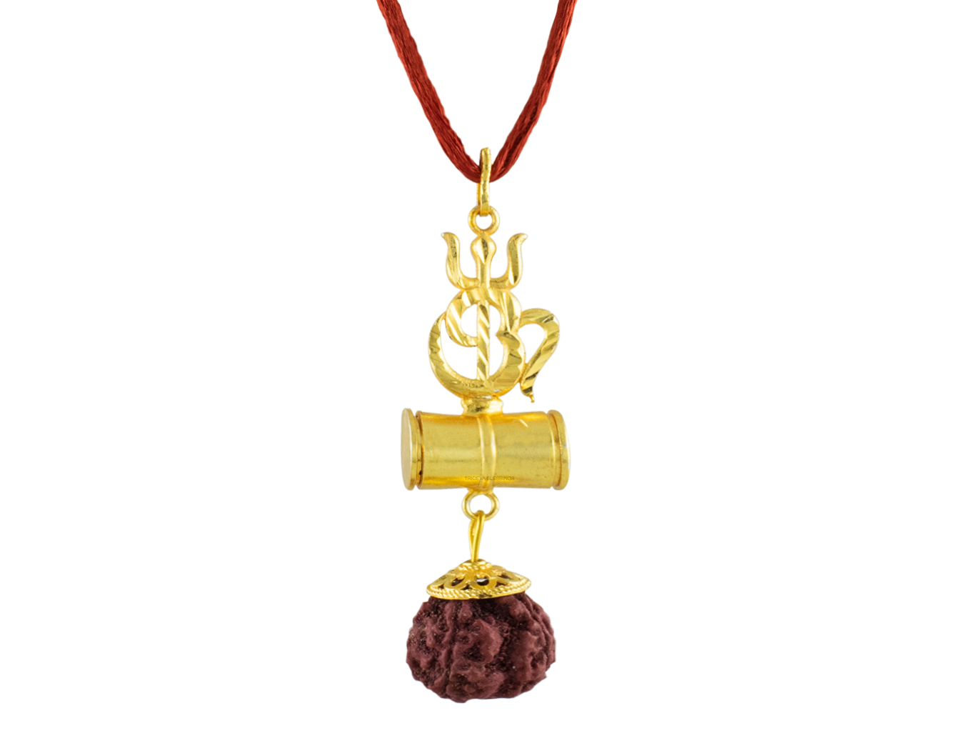 Trideva Blessings Trishul Om Damru Rudraksha Pendant