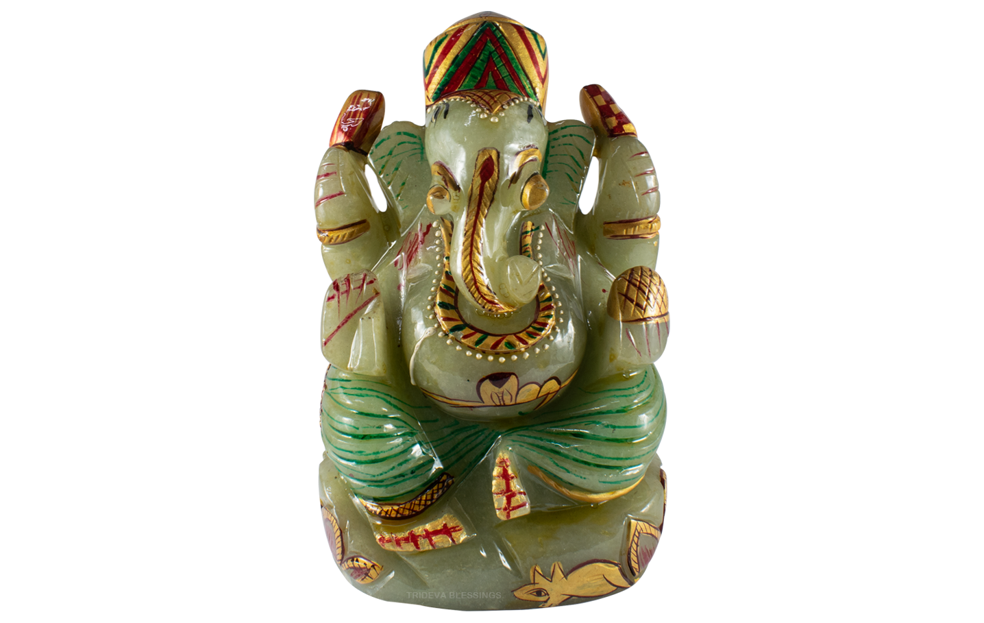 Trideva Blessings Lord Ganesha/ Vighanharta - Carved on Flourite (1348 gram)