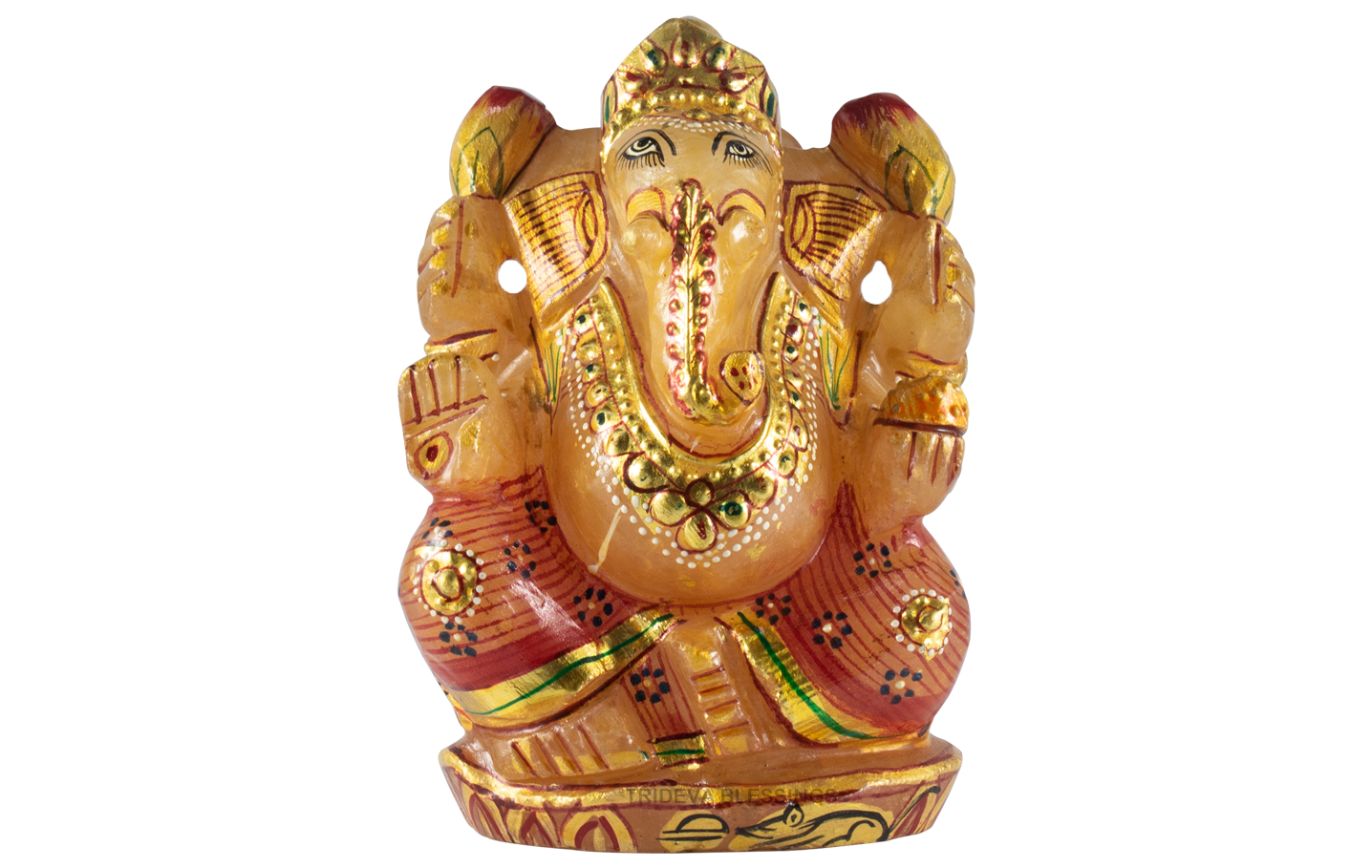 Trideva Blessings Lord Ganesha/ Vighanharta - Carved on Rose Quartz (238 gram)