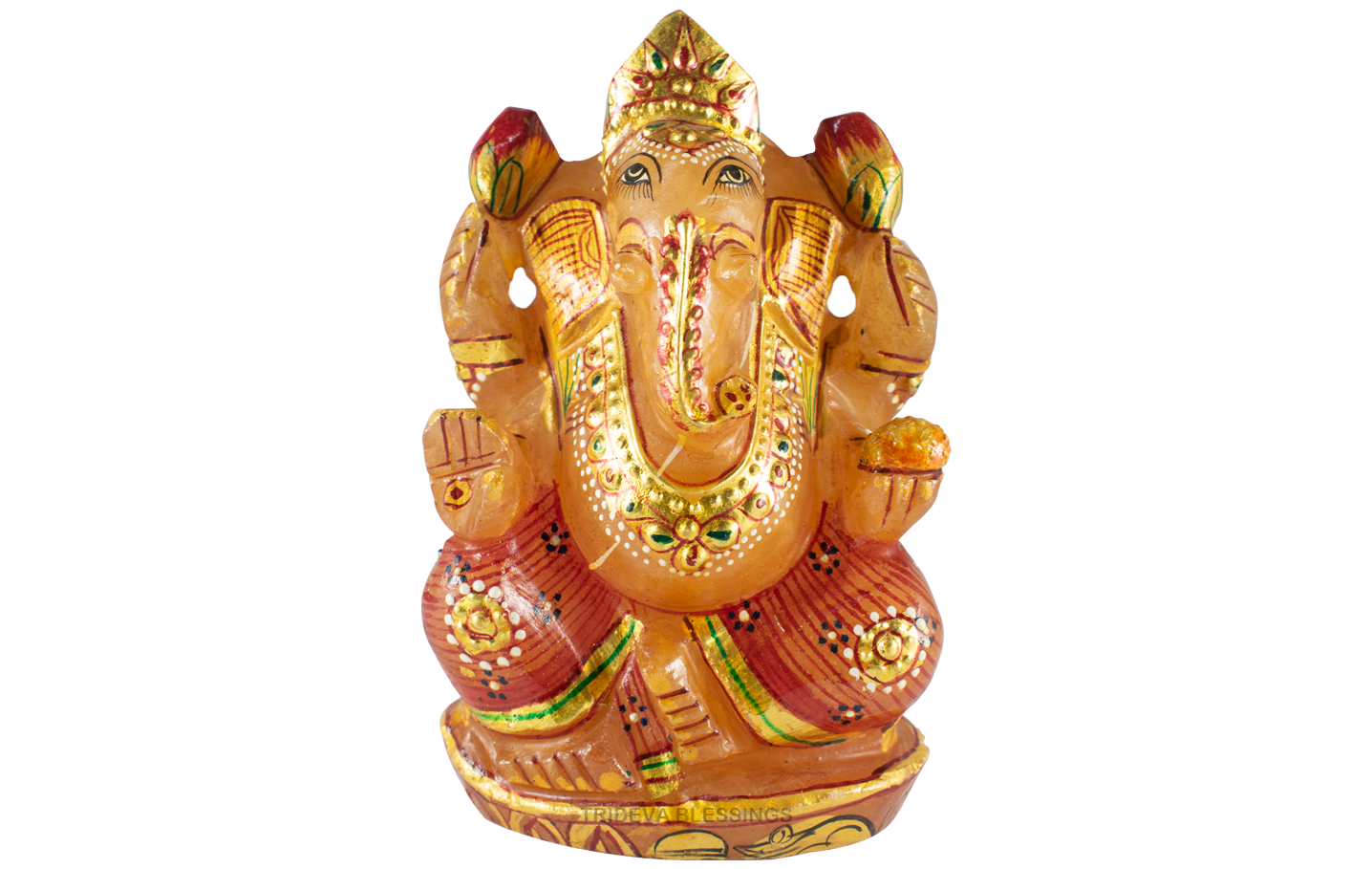 Trideva Blessings Lord Ganesha / Vighanharta - Craved in Rose Quartz (396 gram)