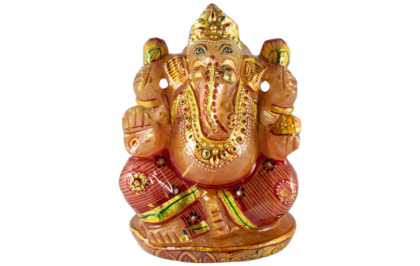 Trideva Blessings Lord Ganesha/ Vighanharta - Carved on Rose Quartz (514 gram)