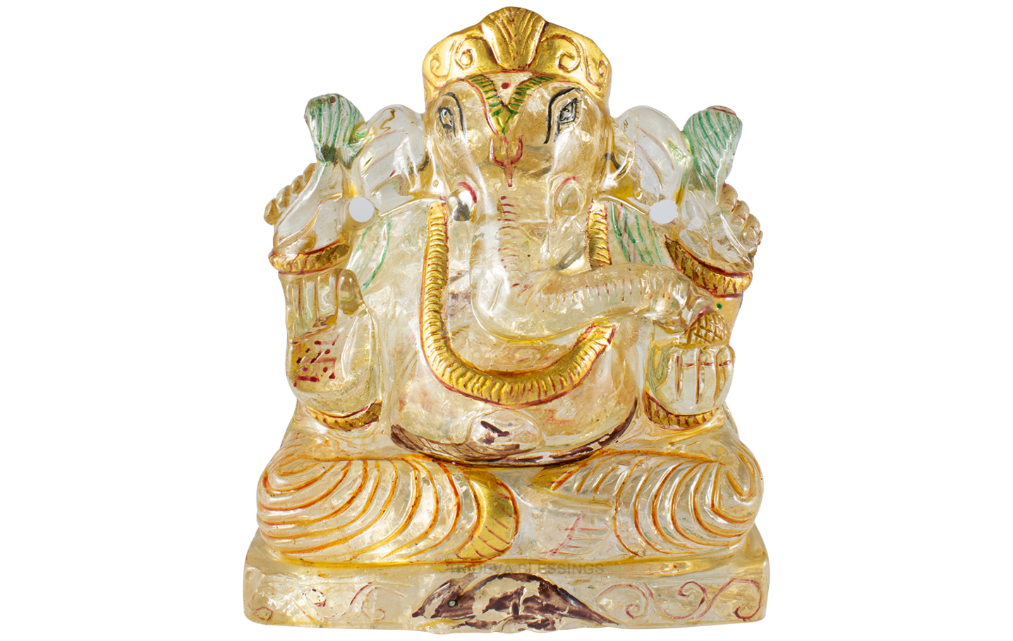 Trideva Blessings Lord Ganesha / Vighanharta - Carved on Sphatik (682 gram)