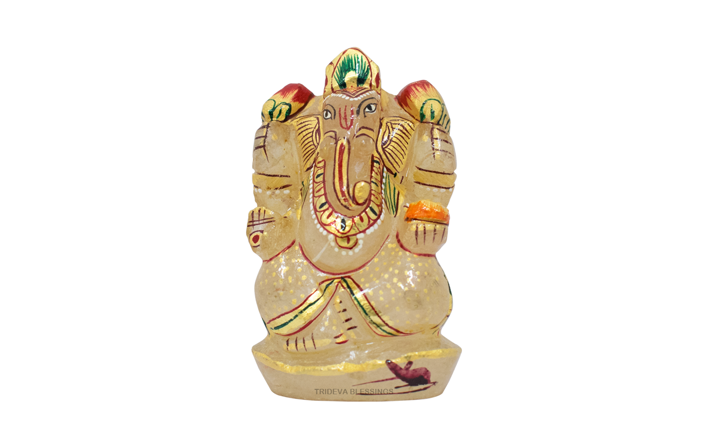 Trideva Blessings Lord Ganesha / Vighanharta - Carved in Sphatik (200 gram)