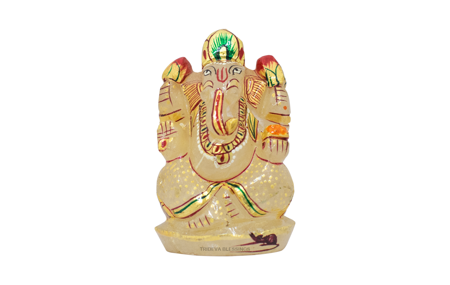 Trideva Blessings Lord Ganesha / Vighanharta - Carved in Sphatik (215 gram)