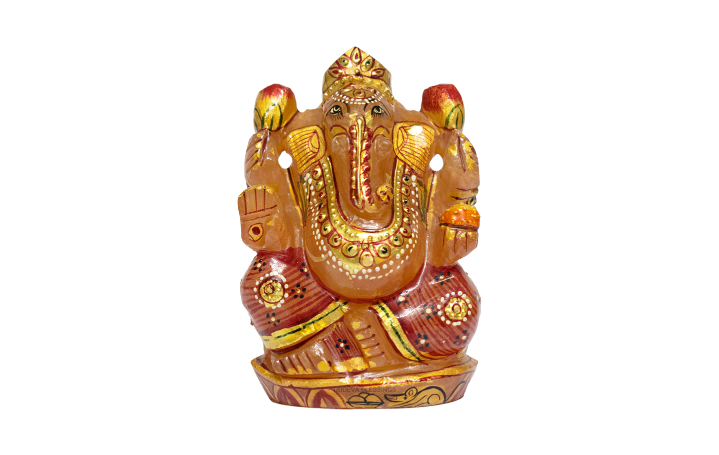 Trideva Blessings Lord Ganesha / Vighanharta - Craved in Rose Quartz (396 gram)