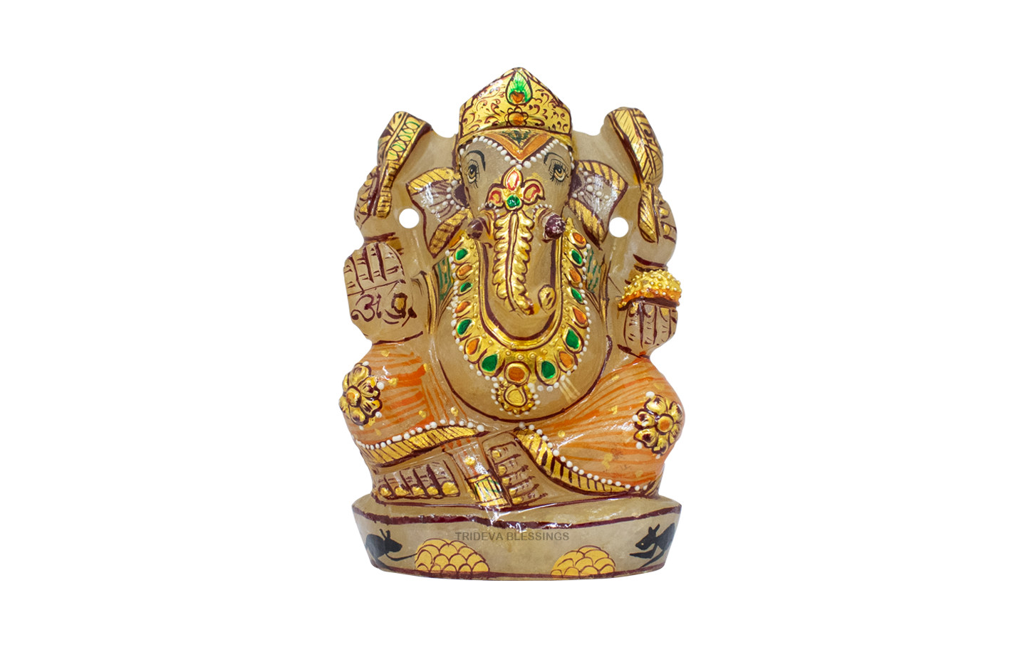 Trideva Blessings Lord Ganesha / Vighanharta - Carved in Sphatik (399 gram)