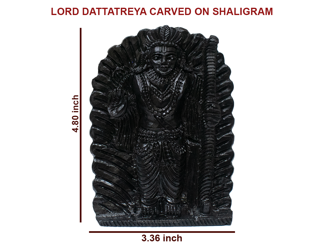 Trideva Blessings Adwaitya Dattatreya Idol - Carved On Shaligram