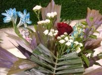 Red Rose,coloured lilies & seasonal fillers basket