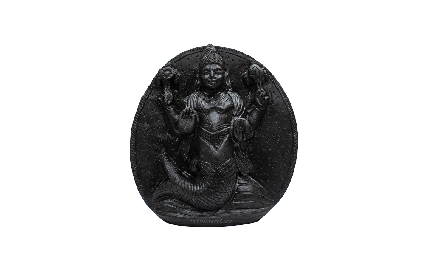 Trideva Blessings Matsya (First Incarnation of Lord Vishnu) - II - Carved on Shaligram