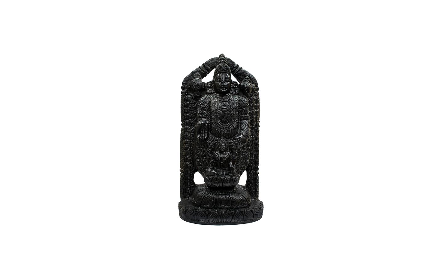 Trideva Blessings Lord Tirupati Balaji / Venkateshwara - VIII - Carved on Shaligram