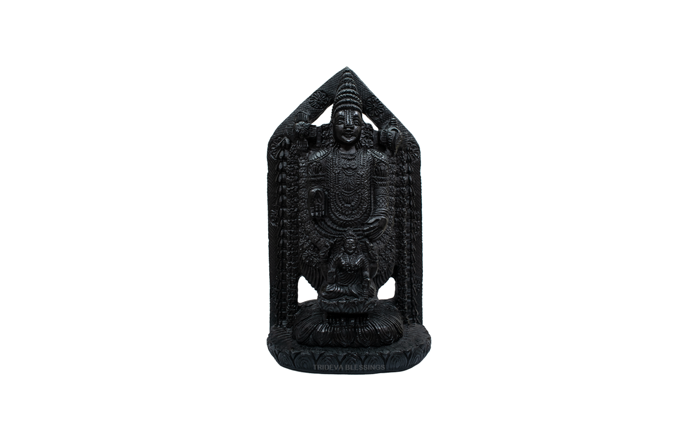 Trideva Blessings Lord Tirupati Balaji / Venkateshwara - VII - Carved on Shaligram