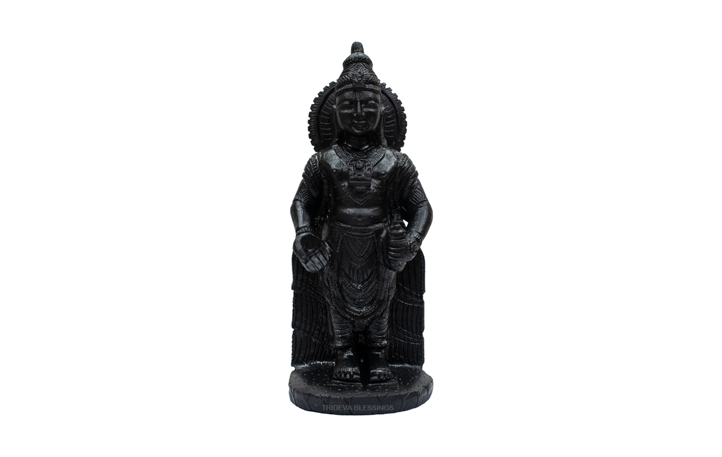 Trideva Blessings Lord Vishnu / Narayana Idol - Carved on Shaligram - I