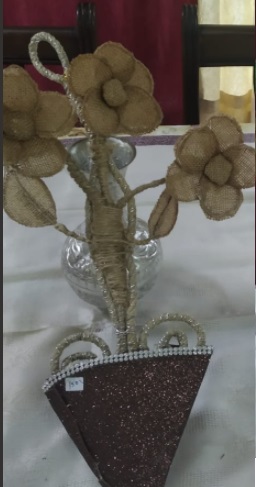 Jute Golden Flowers with Vase