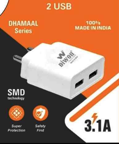 Dual port 3.1 Amp fast charger with warranty