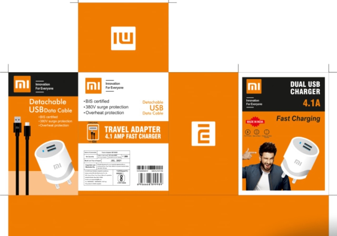 Mi Brand dual port 4.1 Amp fast charger with warranty