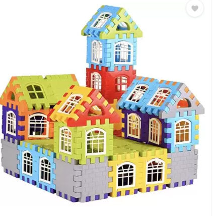 kipa Made in India Multi Colored 72 Pcs + 30 Windows Mega Jumbo Happy Home House Building Block with Attractive Windows and Smooth Rounded Edges Blocks Game Fun  (72 Pieces)